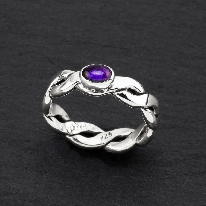 women birthstone rings -Sterling Silver and Amethyst Infinity Band Ring