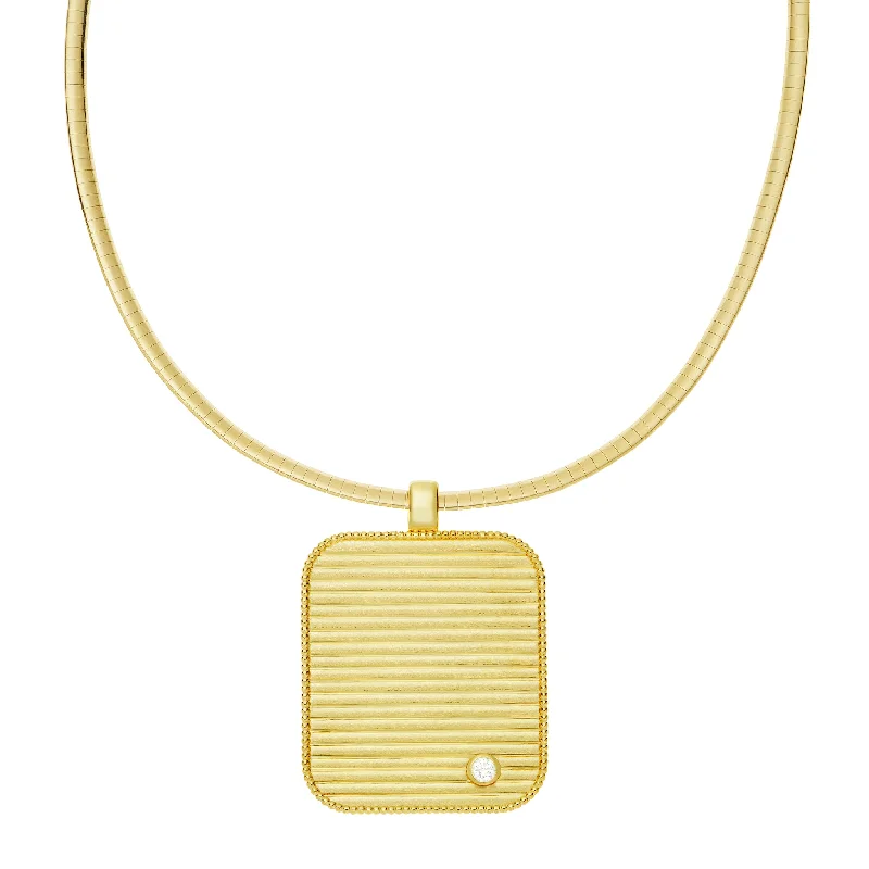 women infinity pendant necklaces -Vintage Oversized Rectangular Fluted Pendant Choker