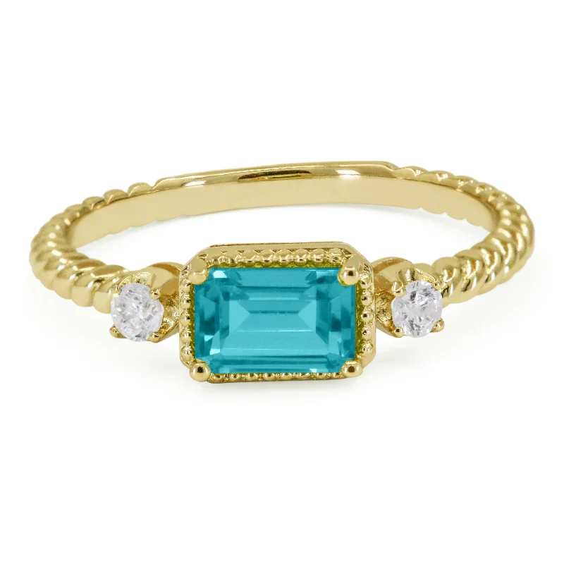 women vintage diamond engagement rings -14K Yellow Gold,created Tourmaline Paraiba Ring