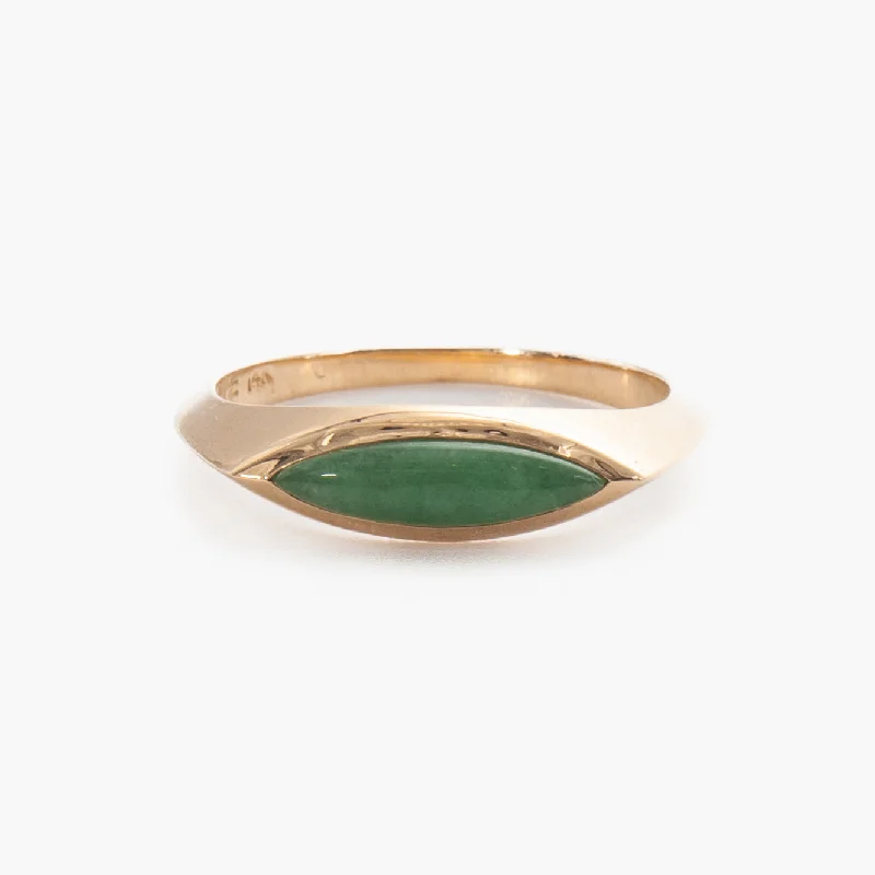 women oval diamond rings -Jadeite Eye Signet