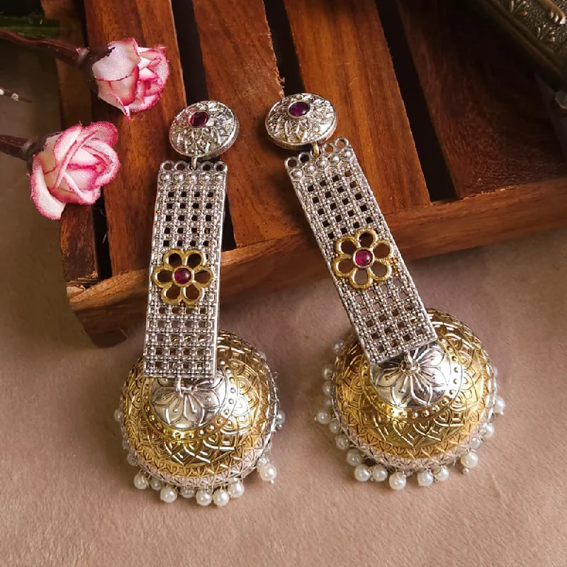 women sparkly drop earrings -FS Collection Gold Plated Jhumki Earrings