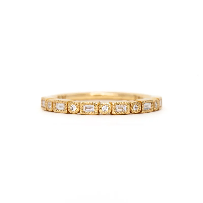 women art deco rings -Diamond Fusion Half Eternity Band