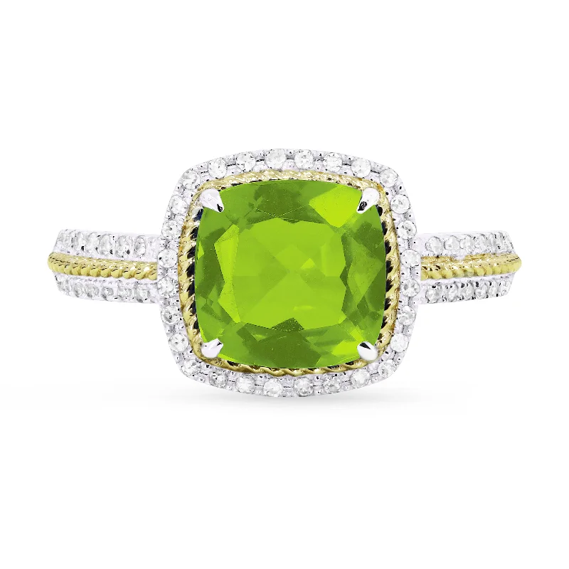 women white gold engagement rings -14K White And Yellow Gold,peridot Ring