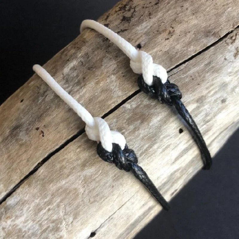 women trendy bracelets -Eternity Knot Couple Bracelets, Black and White Waterproof Bracelets, Adjustable. Set of 2 WA001685