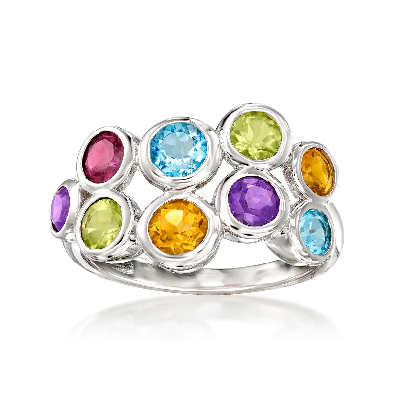 women square cut engagement rings -Ross-Simons Multi-Gemstone Bubble Ring in Sterling Silver