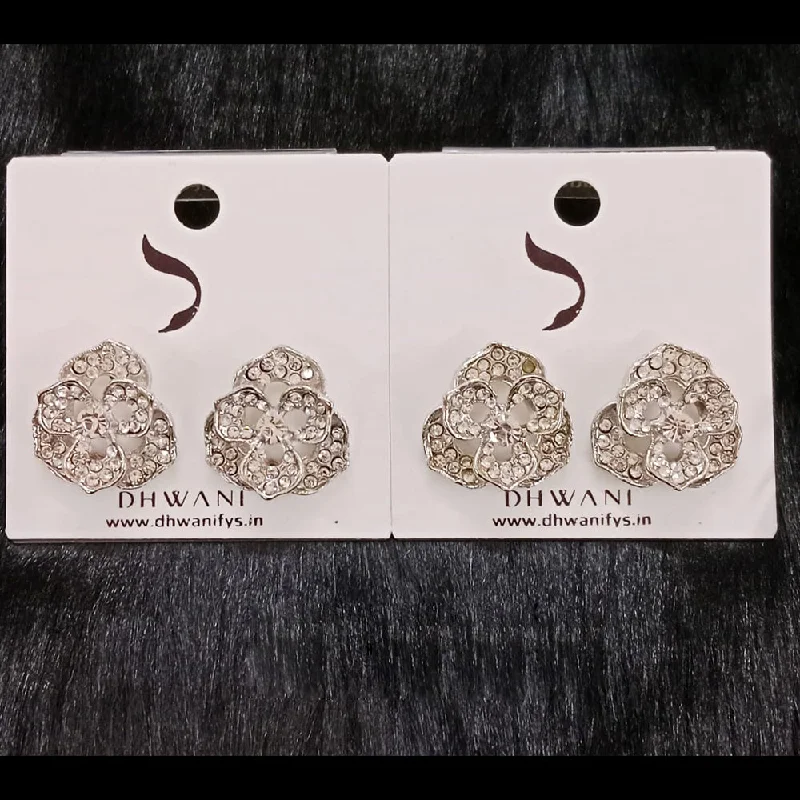 women geometric stud earrings -Dhwani Silver Plated Austrian Stone Studs Earrings