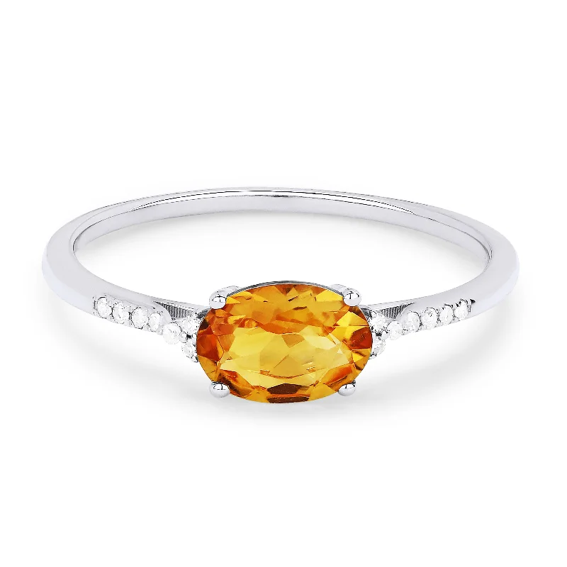 women birthstone rings for engagement -14K White Gold,citrine Ring