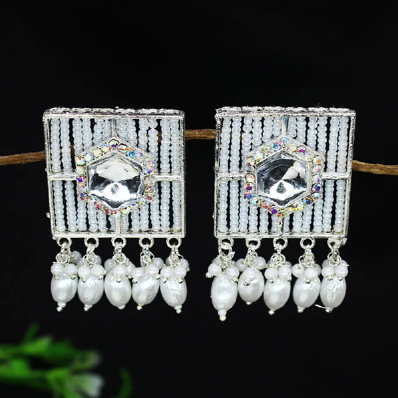 women teardrop earrings -Mahavir Pearl And Kundan Stud Earrings