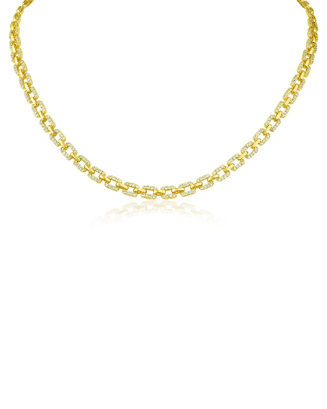 women celestial necklaces -Pave Cubic Zirconia Link Necklace