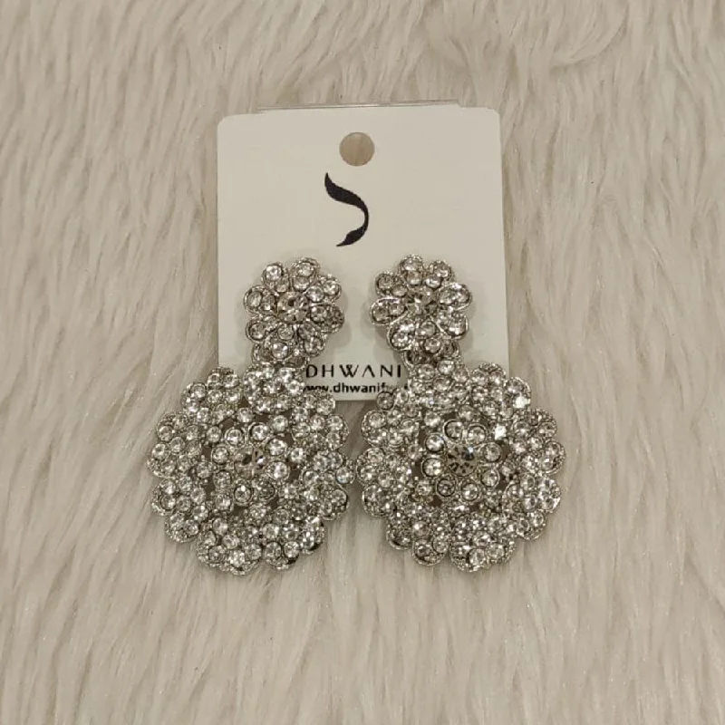 women crystal drop earrings -Dhwani Silver Plated Austrian Stone Dangler Earrings