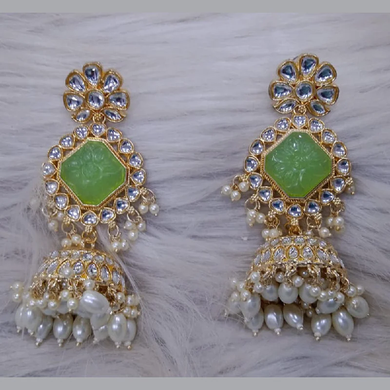 women luxury drop earrings -SNERA Gold Plated Kundan Stone And Pearl Jhumki Earrings