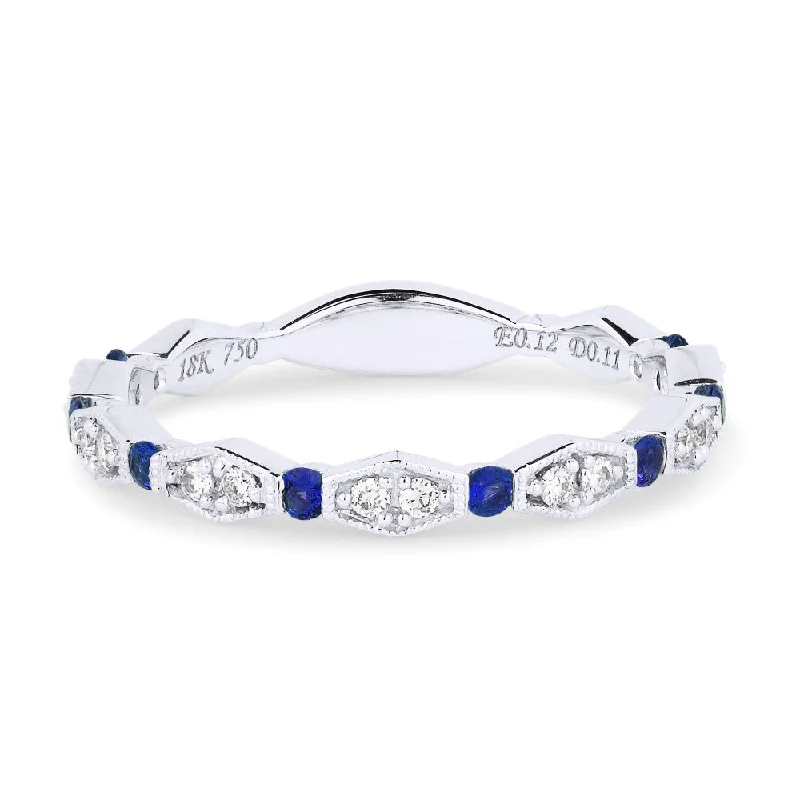 women cushion diamond rings -14K White Gold,sapphire Ring