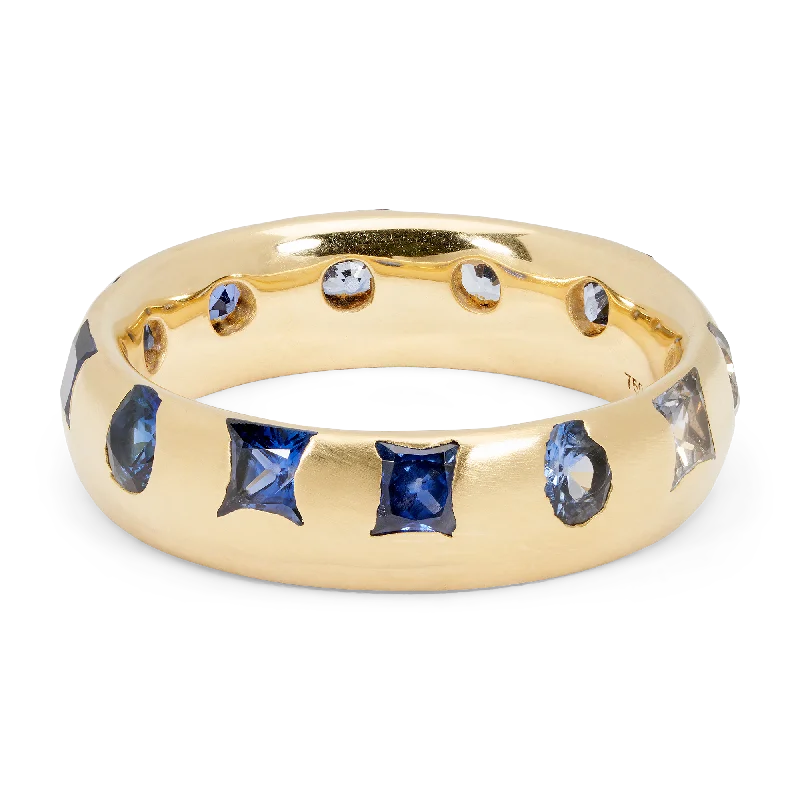 women oval diamond rings -Wide Blue Mixed Cut Celeste Ring - Made to Order