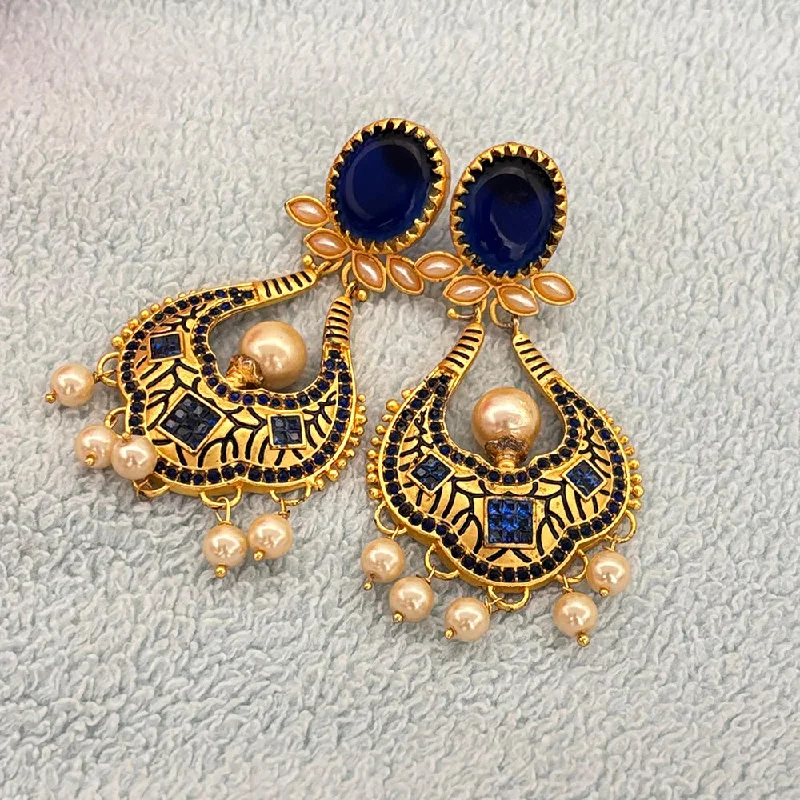 women vintage-style earrings -Jewel Addiction Gold Plated Pota Stone And Pearls Dangler Earrings