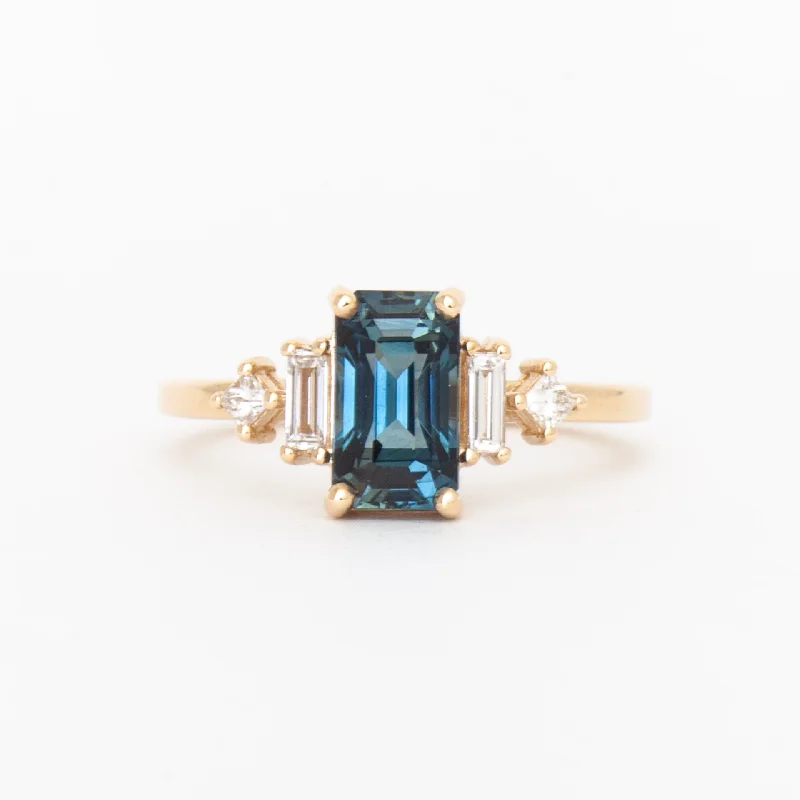 women classic solitaire rings -1.92 ct Blue-Green Sapphire Josie Ring