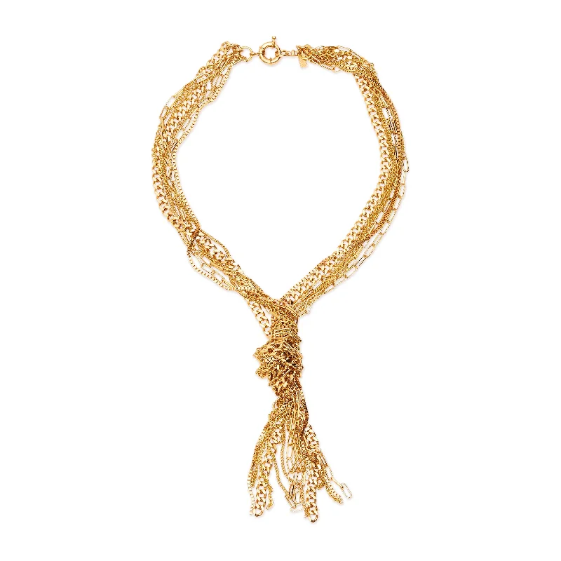 women custom necklaces -Gold Knotted Chain Necklace