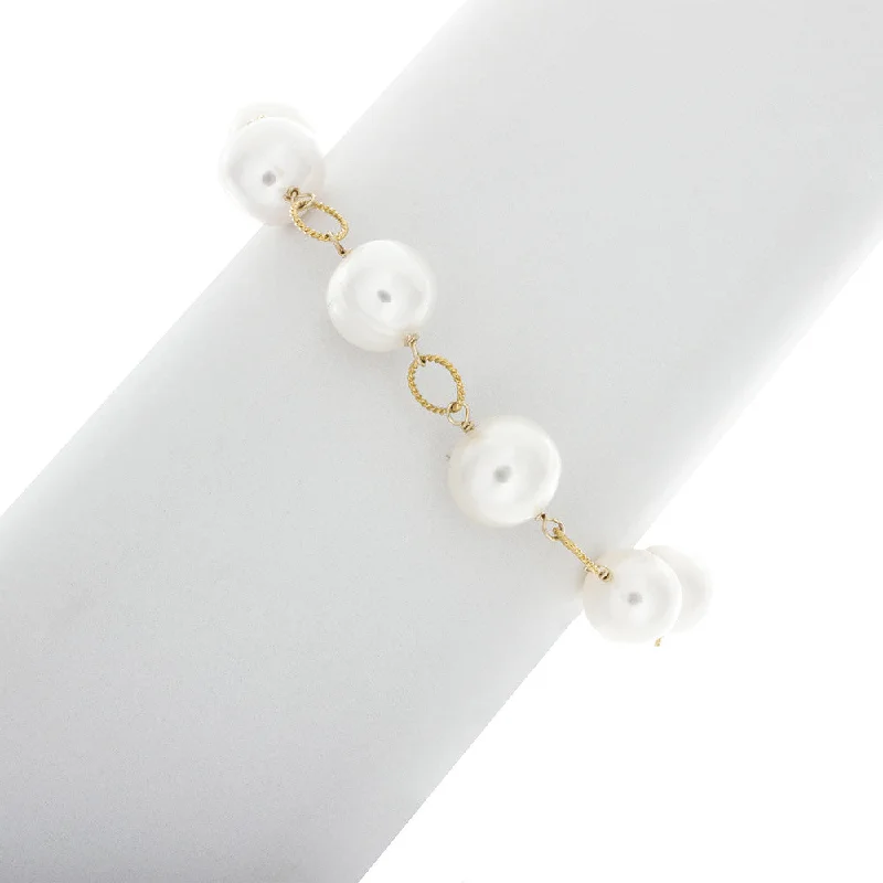 women cuff bracelets -Pearls & Twisted Rings Bracelet in 14k Gold Filled BR194