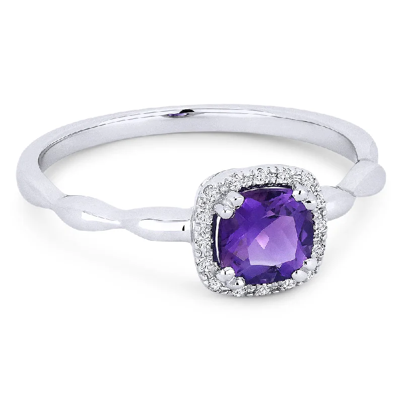 women colorful gemstone engagement rings -14K White Gold,amethyst Ring