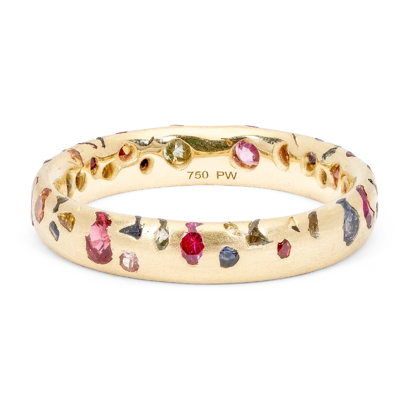 women double band rings -Rainbow Confetti Ring - Size 7 - 11004