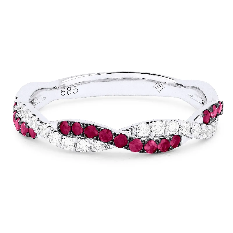 women fancy engagement rings -14K White Gold,ruby Ring