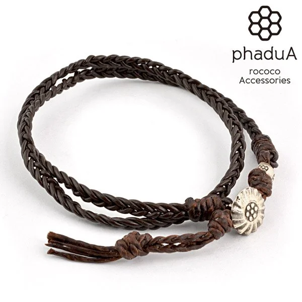 women oval bracelets -PHADUA / Bradydd 1mm leather 2 wrap bracelet