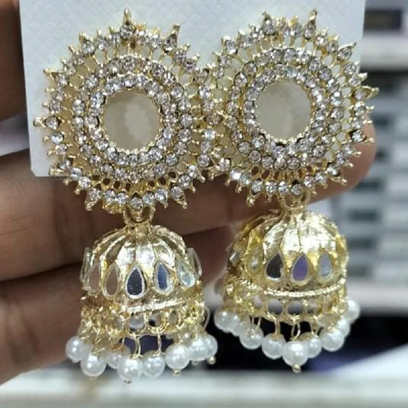 women chandelier earrings -Kavita Art  Gold Plated Austrian Stone And Mirror Jhumki Earrings