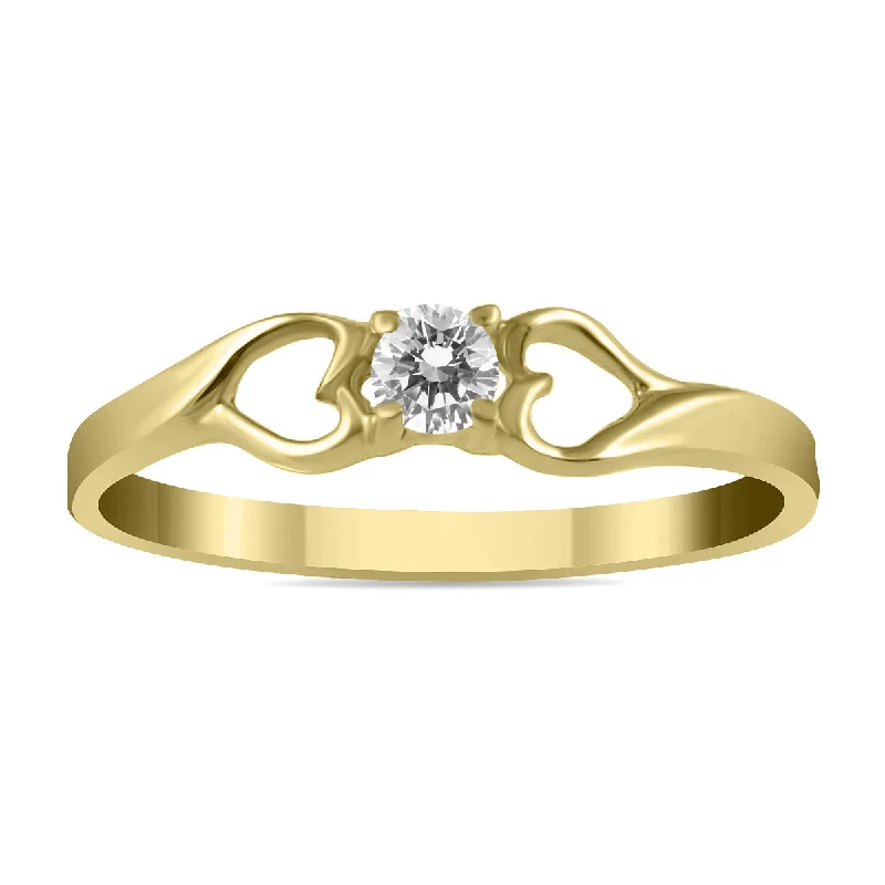 women rose gold engagement rings -1/10 Carat Tw Diamond Heart Ring In 10K Yellow Gold