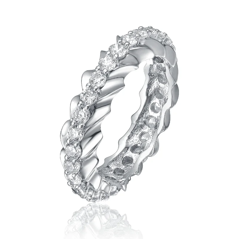 women platinum engagement rings -Rachel Glauber Rhodium Plated Oval Cubic Zirconia Band Ring