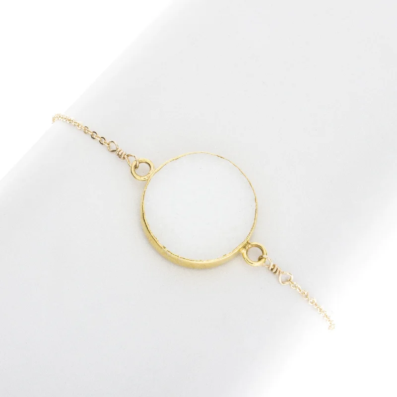 women stackable bracelets -Large Round Plain Bezel Bracelet - BR226