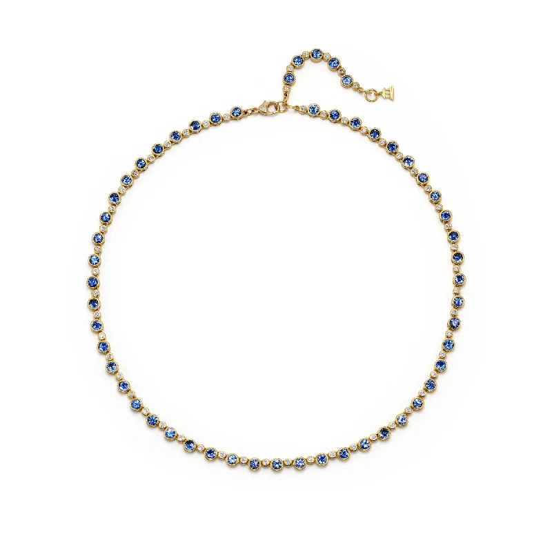 women silver chain necklaces -18K Blue Sapphire Eternity Necklace