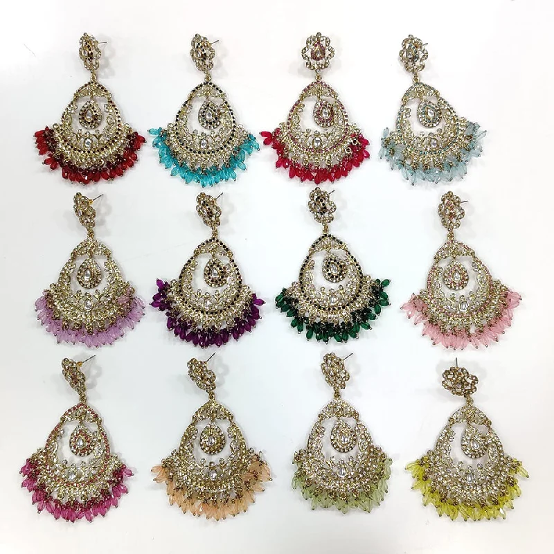 women stacked earrings -Manisha Jewellery Gold Plated Kundan Stone And Pearls Dangler Earrings