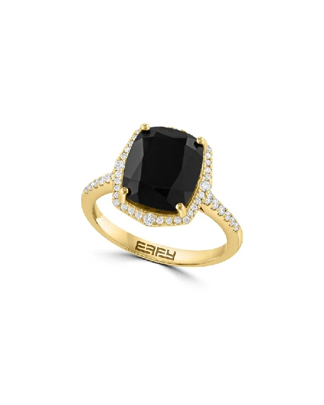 women diamond engagement rings -Effy Fine Jewelry 14K 4.08 ct. tw. Diamond & Onyx Ring