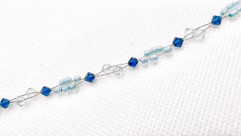 women charm bracelets -Ocean Blue Crystal Minimalist Bracelet