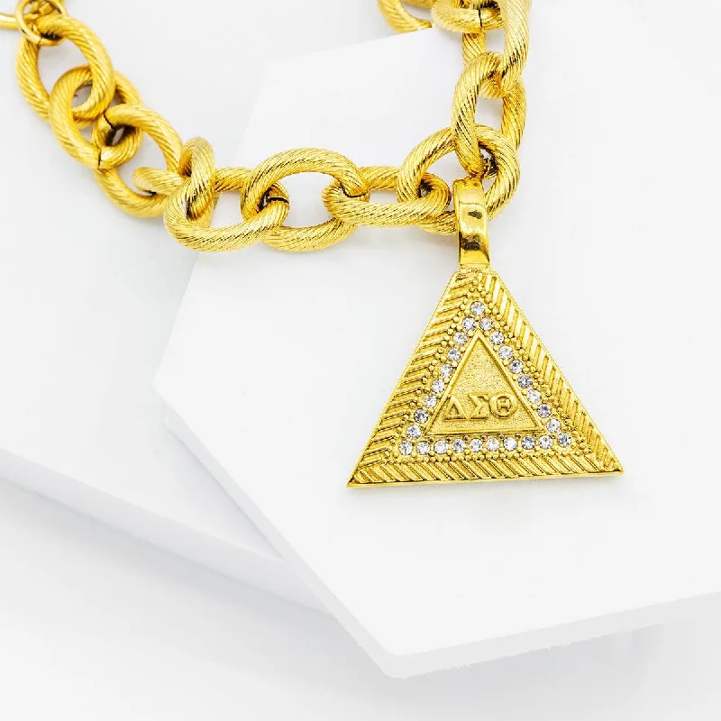 women heart-shaped bracelets -ΔΣΘ Signature Pyramid & Twisted Rope Bracelet (Stainless Steel)