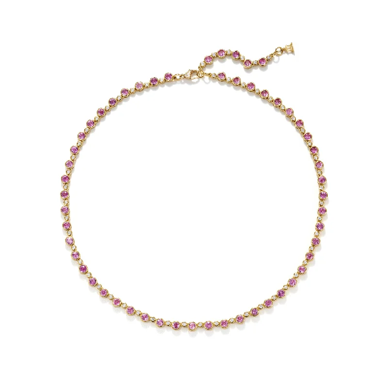 women vintage-style necklaces -18K Pink Sapphire Link Necklace