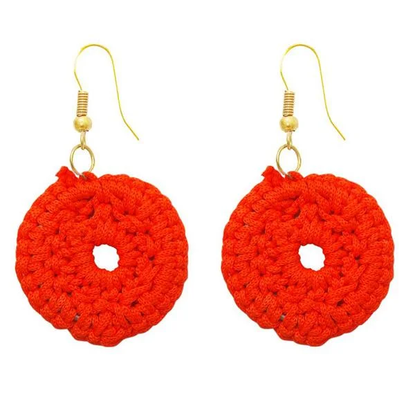 women modern hoop earrings -The99Jewel Gold Plated Red Thread Round Shape Earrings - 1308311I