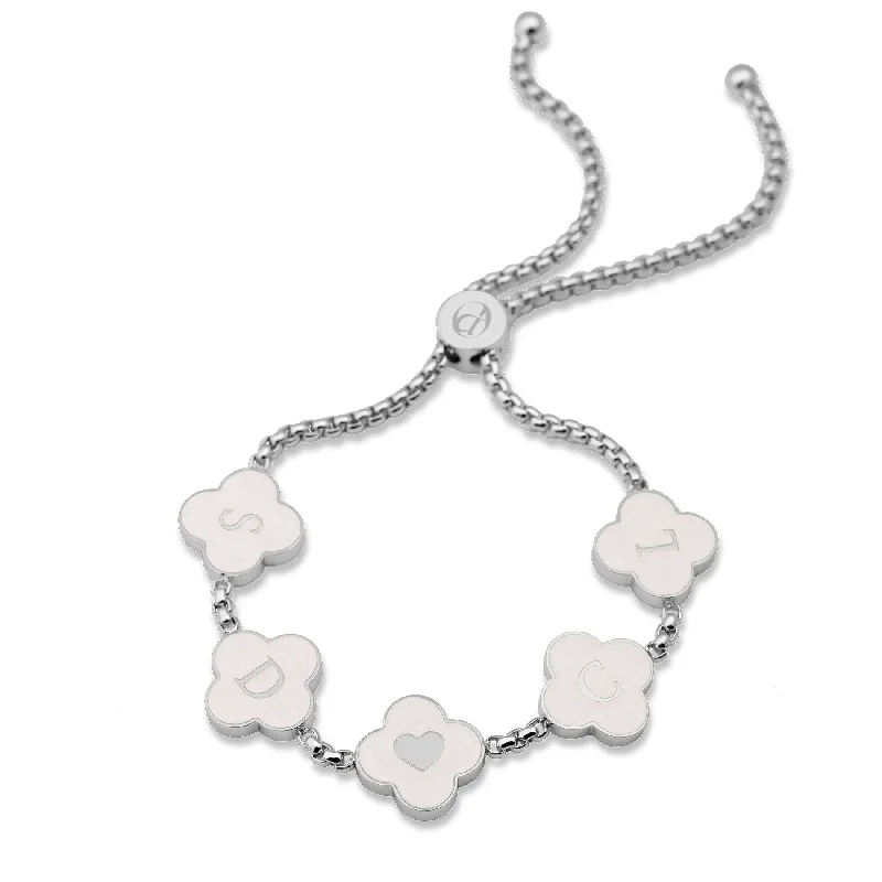 women anniversary bracelets -Clover seashell bracelet silver