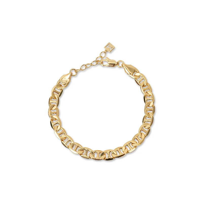 women gold bangles set -THE FLAT MARINER LINK BRACELET