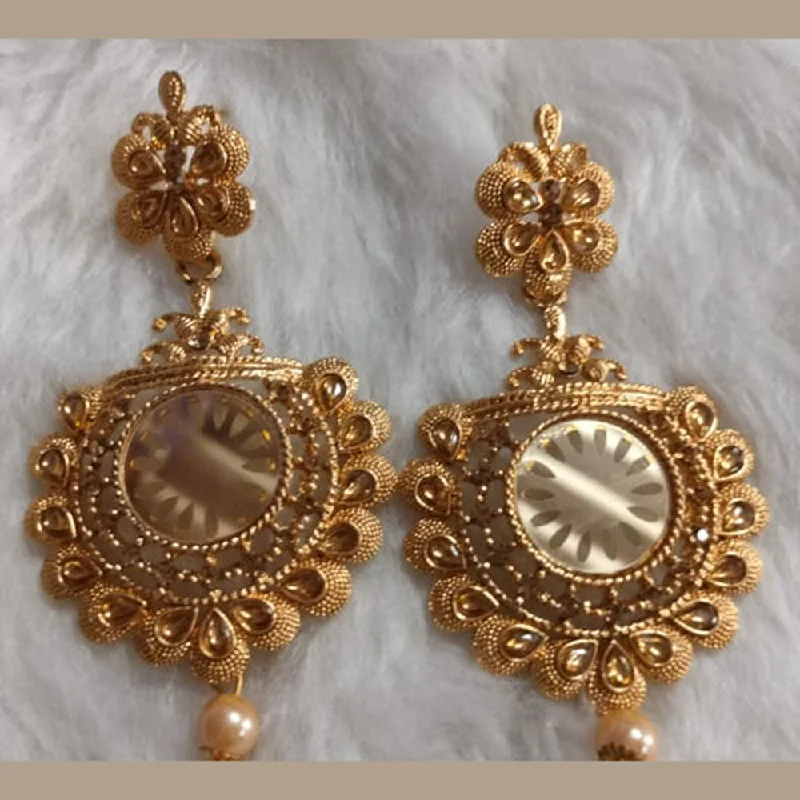 women personalized earrings -Khushboo Jewellers Gold Plated Dangler Earrings