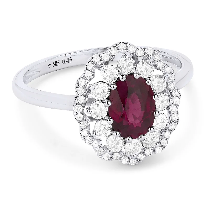 women men’s engagement rings -14K White Gold,ruby Ring