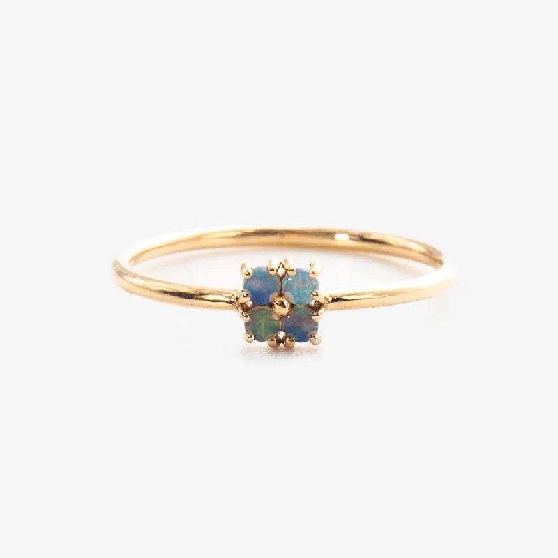 women round diamond rings -Small Opal Lattice Ring