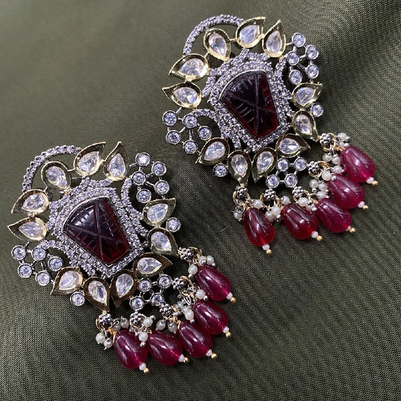 women diamond dangle earrings -Amoliya Jewels Brass Kundan Earrings