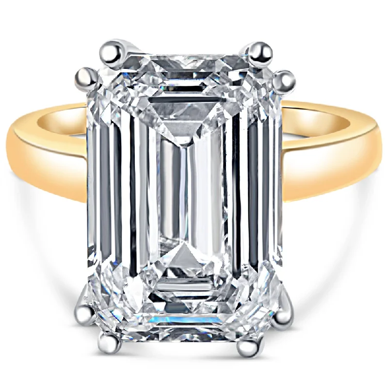 women sapphire diamond engagement rings -Certified 11.78CT Emerald Cut Diamond Engagement Ring 14k Gold Lab Grown