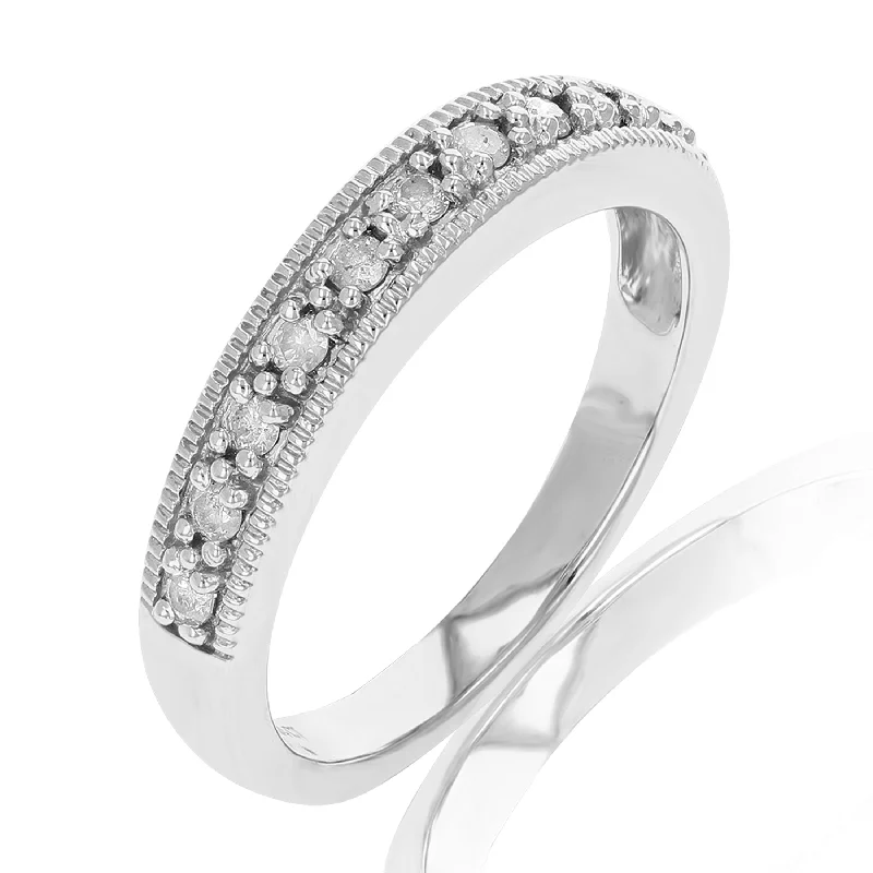 women classic solitaire diamond engagement rings -Sterling Silver Diamond Wedding Band (1/4 CT)