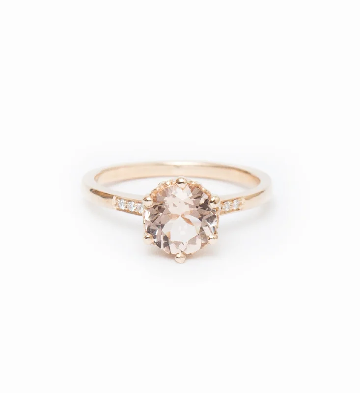 women cushion diamond rings -Peach Morganite Hazeline Solitaire Ring