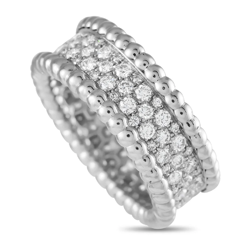 women wide band wedding rings -Van Cleef & Arpels Perle 18K White Gold 1.11ct Diamond Ring VC05-112624