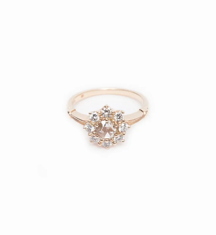 women sterling silver engagement rings -Champagne Diamond Petite Celestine Ring