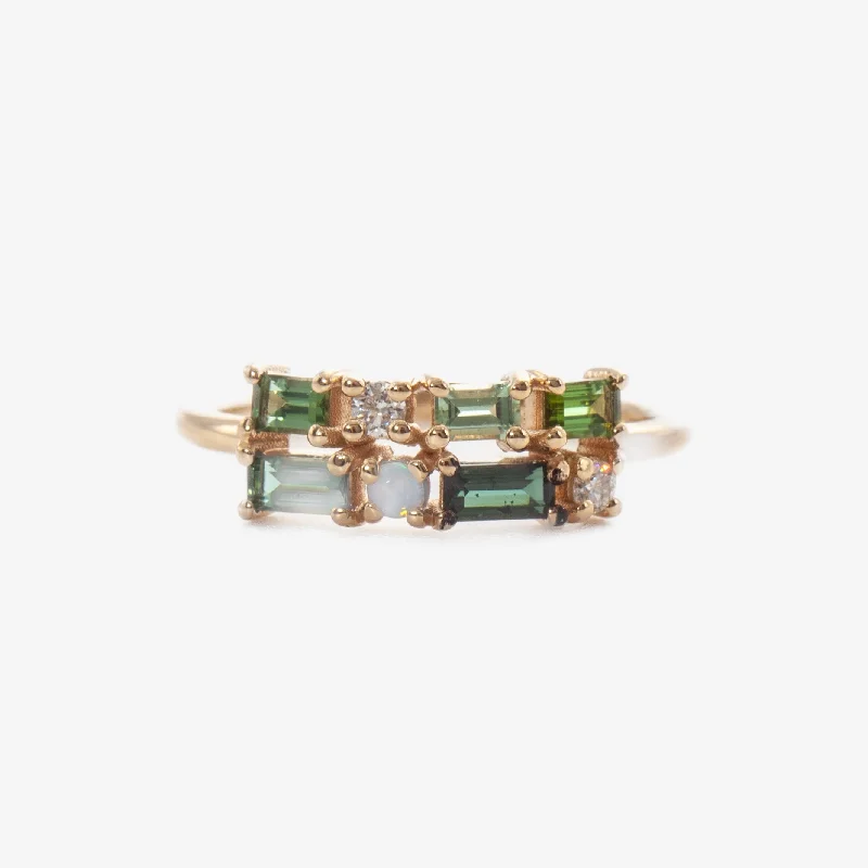 women handmade rings -Tourmaline Brickwork Ring