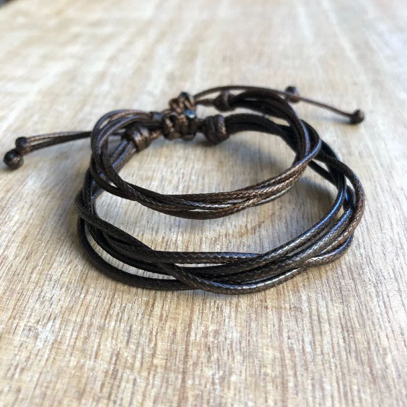 women chunky bracelets -Sailfish Set, String Bracelets, Couples Bracelets,Brown Waxed Cord Bracelets,His and her Bracelet,Waterproof Set of 2 WC001526