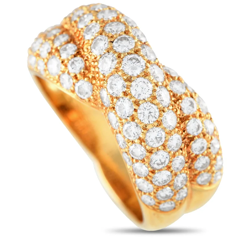 women cushion engagement rings -Van Cleef & Arpels Vintage 18K Yellow Gold 1.50ct Diamond Crossover Ring VC05-112724